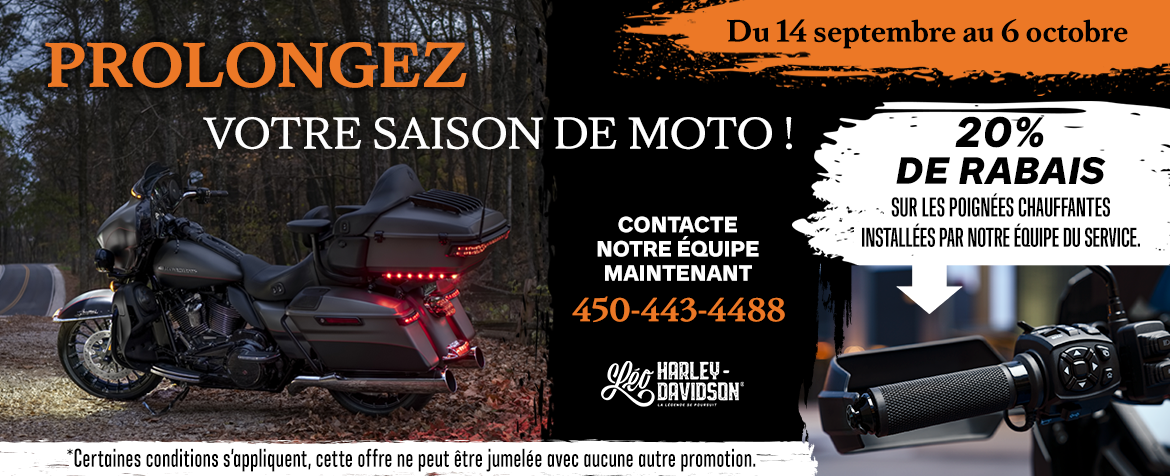 Promotion sur les poignées chauffantes Harley-Davidson.
